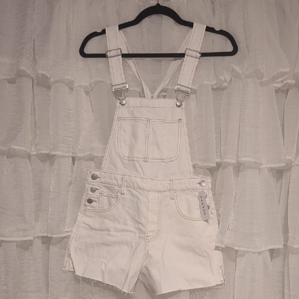 NWT PacSun White Denim Overalls Small